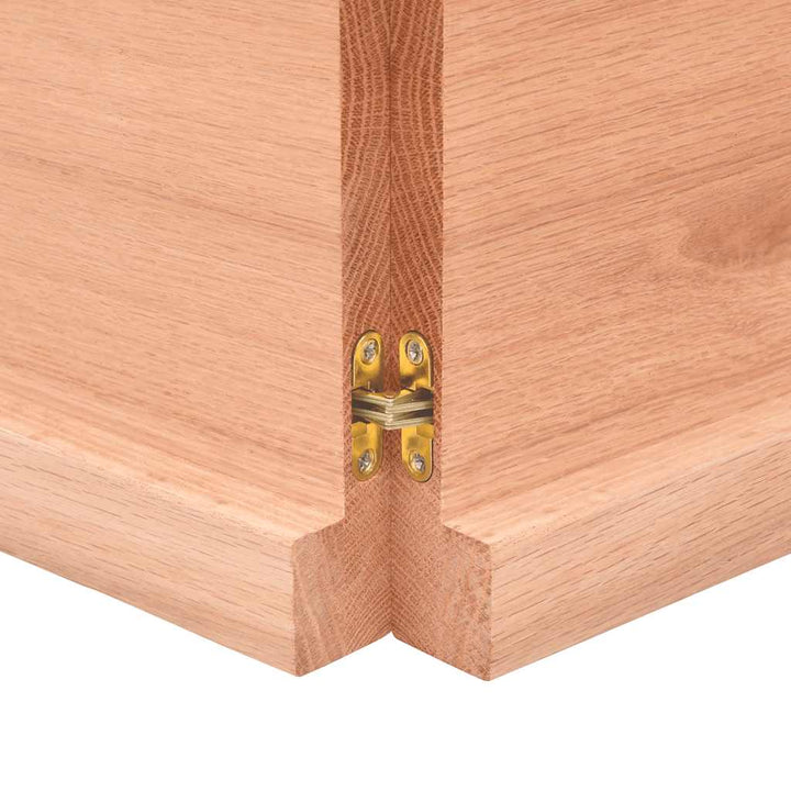 bordplade til badeværelse 120x40x(2-4) cm massivt træ lysebrun