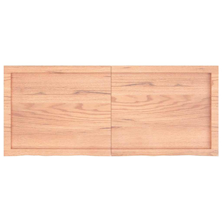 bordplade til badeværelse 120x50x(2-4) cm massivt træ lysebrun