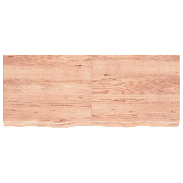 bordplade til badeværelse 120x50x(2-6) cm massivt træ lysebrun