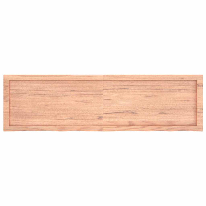 bordplade til badeværelse 140x40x(2-4) cm massivt træ lysebrun