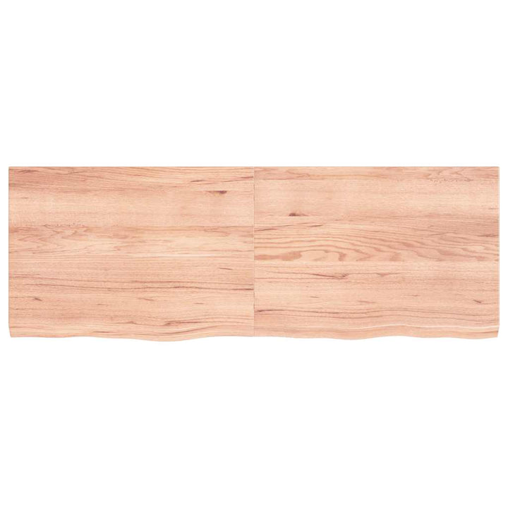 bordplade til badeværelse 140x50x(2-4) cm massivt træ lysebrun