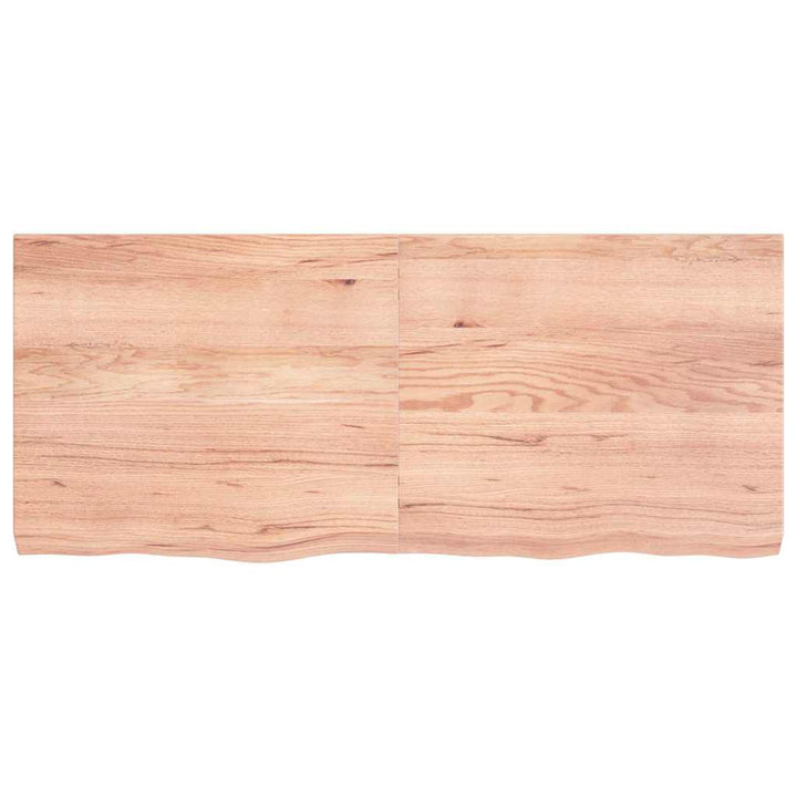 bordplade til badeværelse 140x60x(2-6) cm massivt træ lysebrun