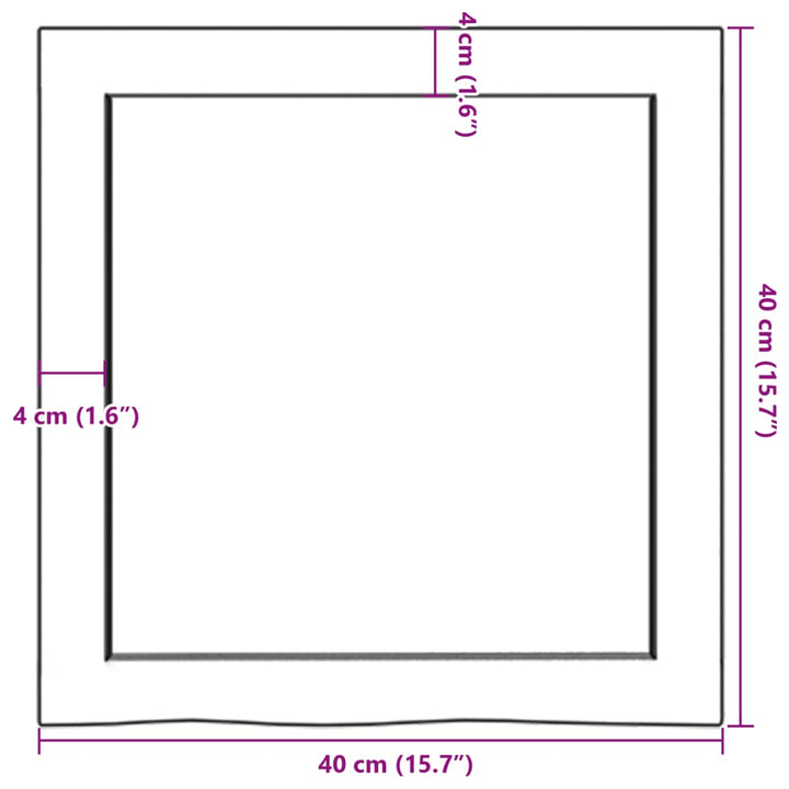 bordplade til badeværelse 40x40x(2-4) cm massivt træ mørkebrun