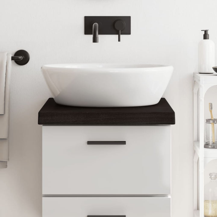 bordplade til badeværelse 40x60x(2-6) cm massivt træ mørkebrun