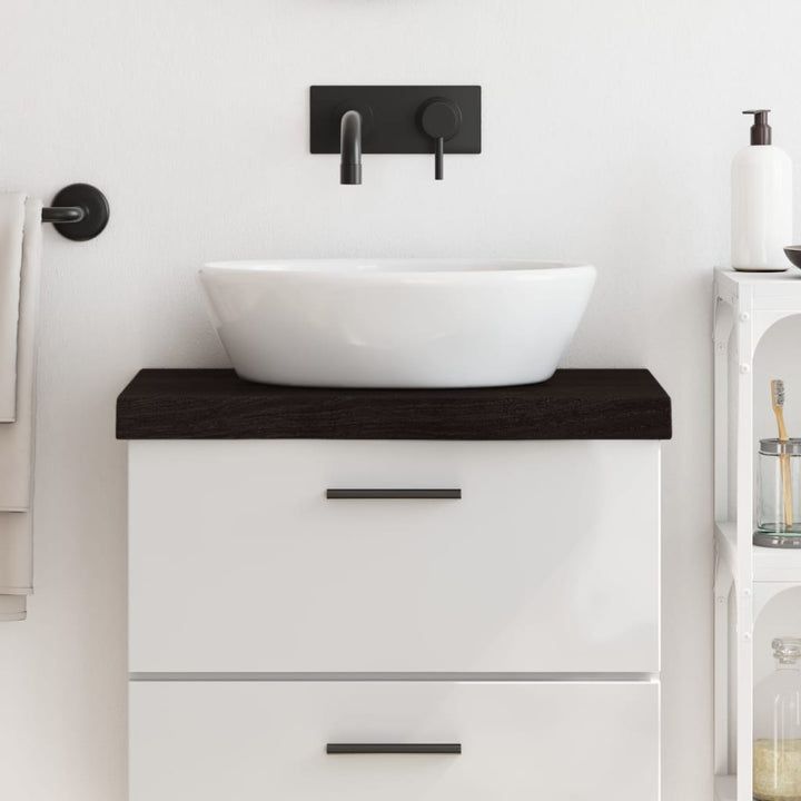 bordplade til badeværelse 60x30x(2-6) cm massivt træ mørkebrun