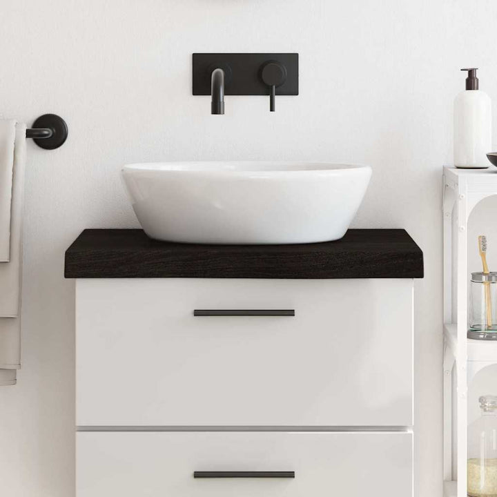 bordplade til badeværelse 60x60x(2-6) cm massivt træ mørkebrun