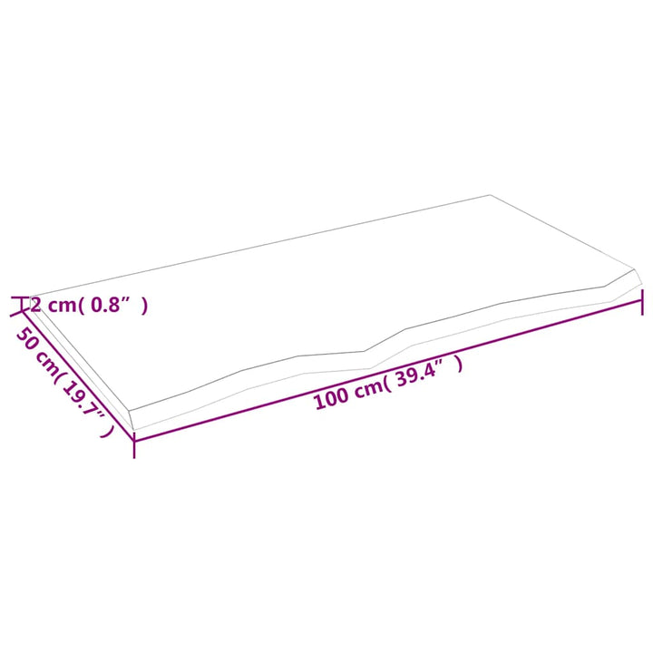bordplade til badeværelse 100x50x2 cm massivt træ mørkebrun