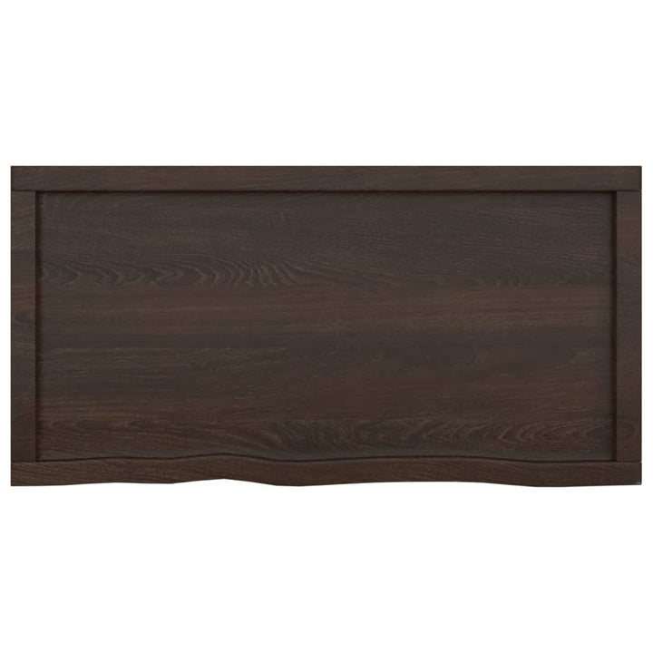 bordplade til badeværelse 100x50x(2-4) cm massivt træ mørkebrun