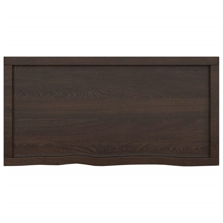 bordplade til badeværelse 100x50x(2-6) cm massivt træ mørkebrun