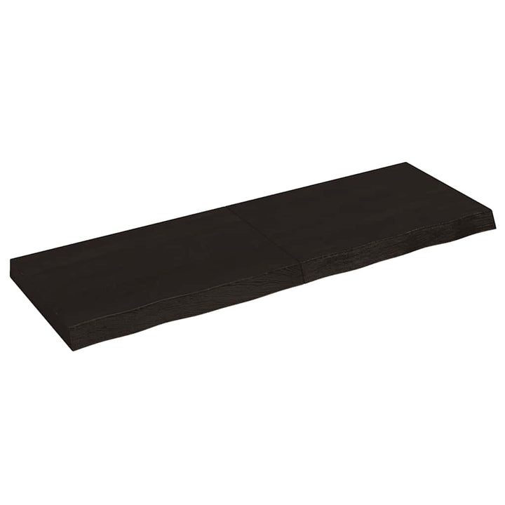 bordplade til badeværelse 120x40x(2-6) cm massivt træ mørkebrun