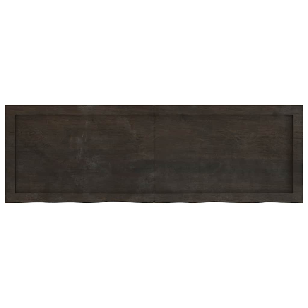 bordplade til badeværelse 120x40x(2-6) cm massivt træ mørkebrun