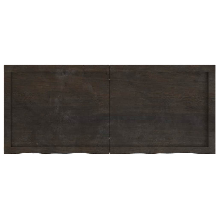 bordplade til badeværelse 120x50x(2-6) cm massivt træ mørkebrun
