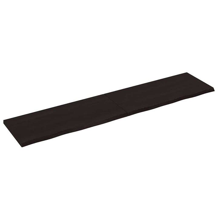 bordplade til badeværelse 220x50x(2-4) cm massivt træ mørkebrun