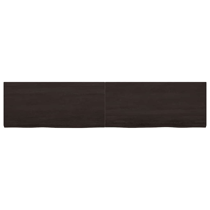 bordplade til badeværelse 220x50x(2-4) cm massivt træ mørkebrun