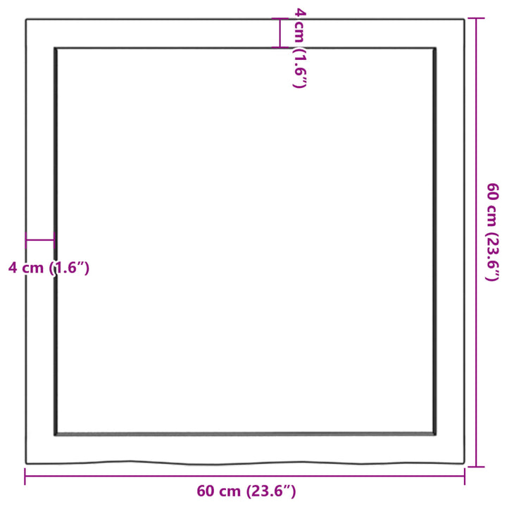 bordplade 60x60x(2-6) cm ubehandlet massivt egetræ
