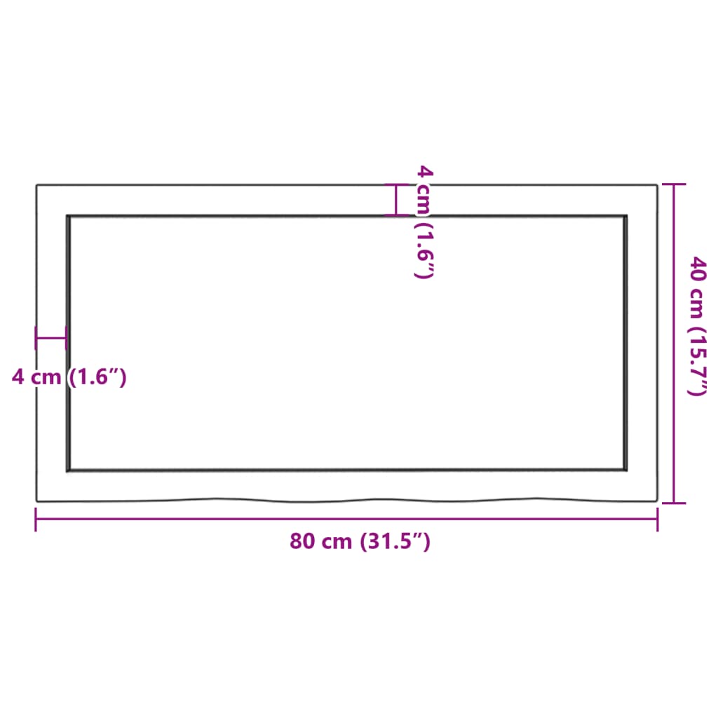 bordplade 80x40x(2-4) cm ubehandlet massivt egetræ