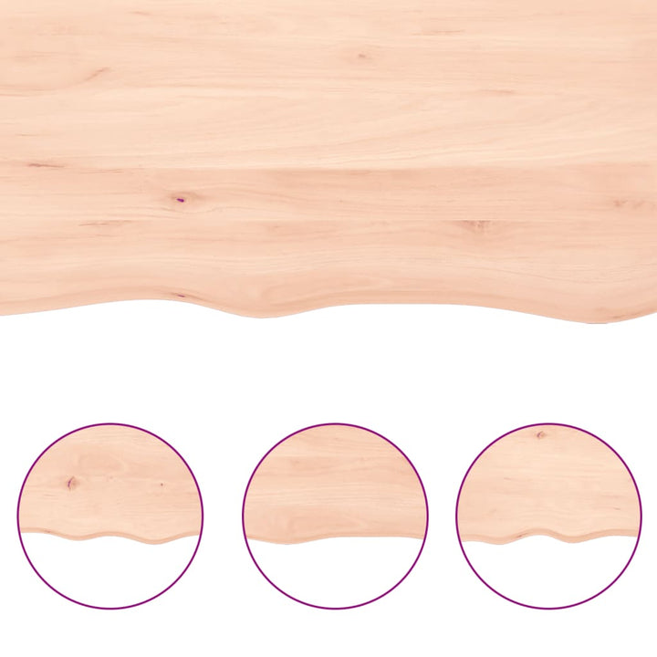 bordplade 80x50x2 cm ubehandlet massivt egetræ