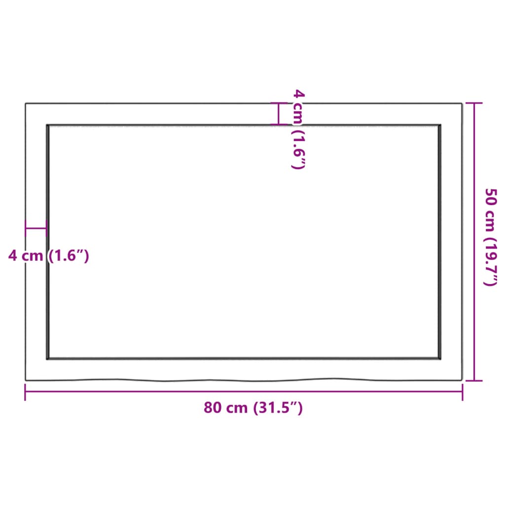 bordplade 80x50x(2-6) cm ubehandlet massivt egetræ