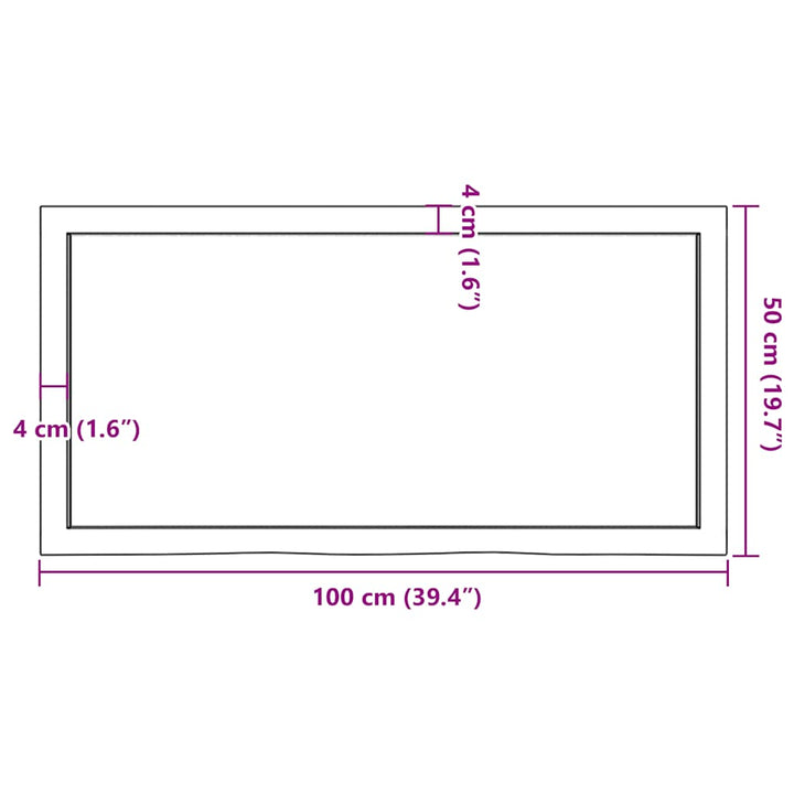bordplade 100x50x(2-4) cm ubehandlet massivt egetræ