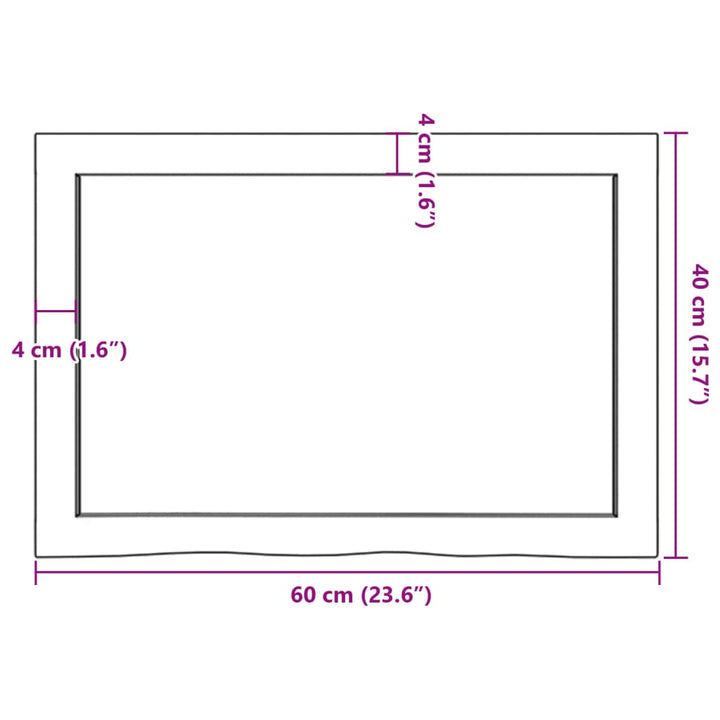 bordplade 60x40x(2-6) cm behandlet massivt egetræ lysebrun