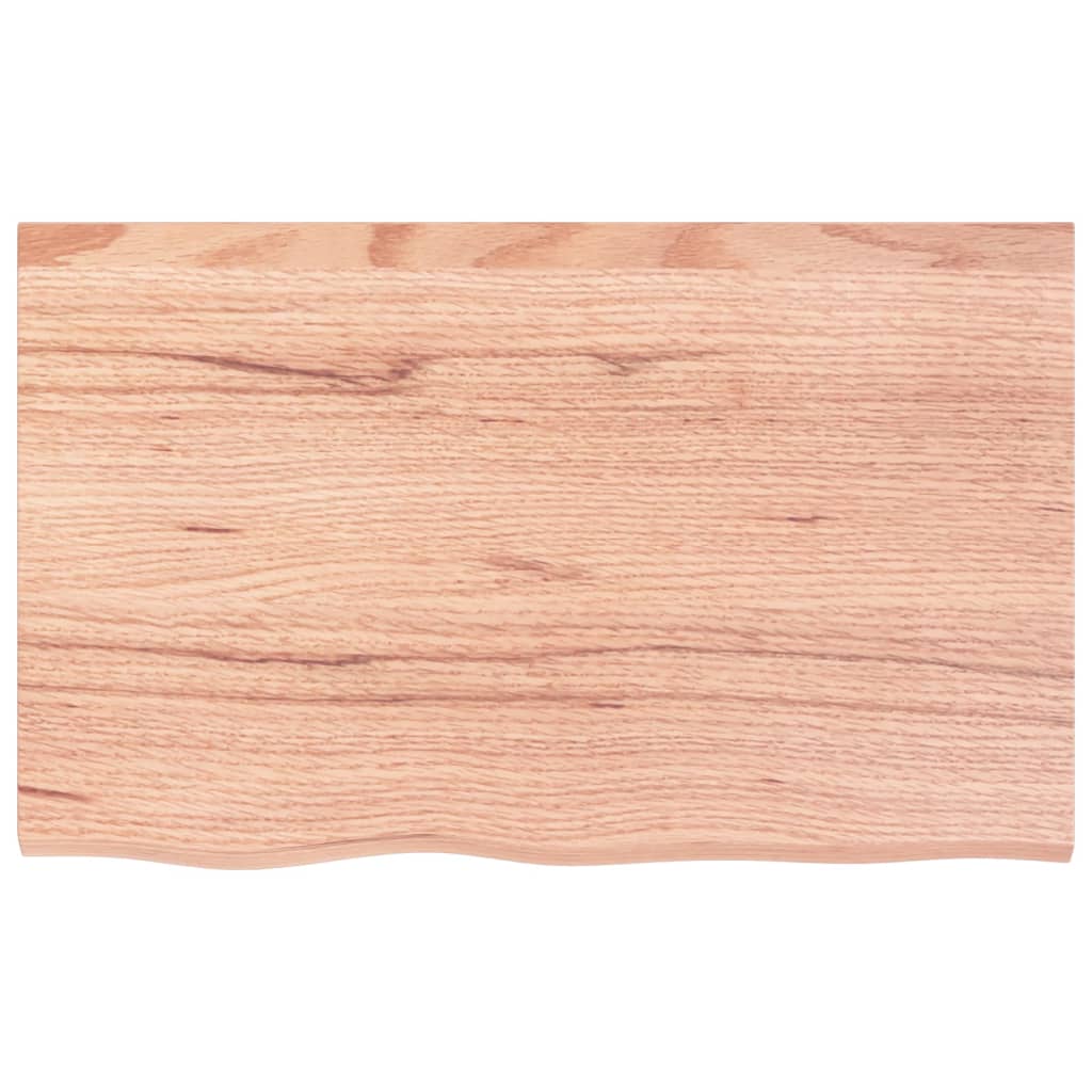 bordplade 80x50x(2-6) cm behandlet massivt egetræ lysebrun