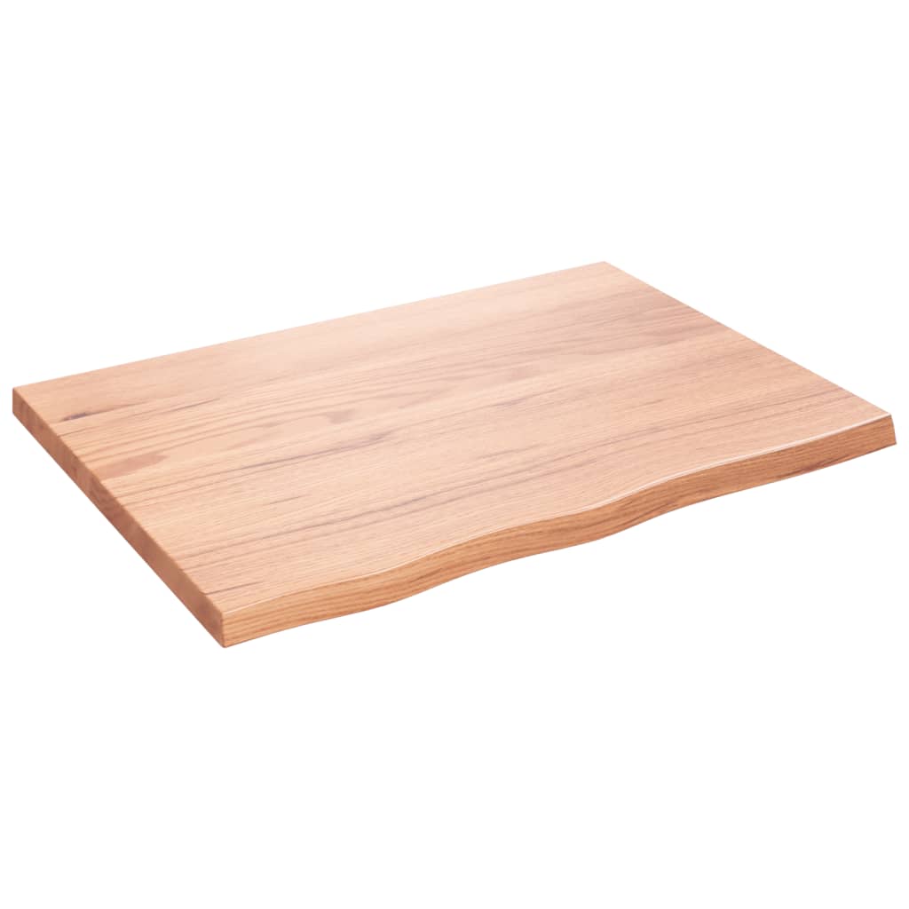 bordplade 80x60x(2-4) cm behandlet massivt egetræ lysebrun