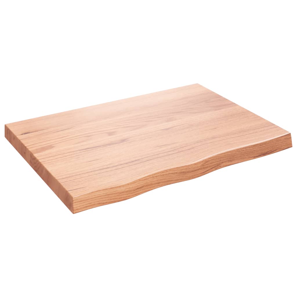 bordplade 80x60x(2-6) cm behandlet massivt egetræ lysebrun