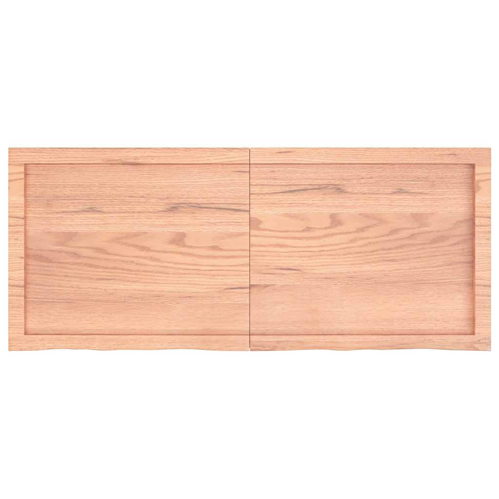 bordplade 120x50x(2-4) cm behandlet massivt egetræ lysebrun