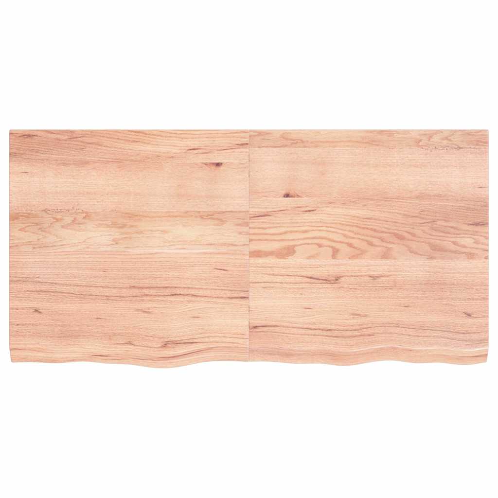 bordplade 120x60x(2-4) cm behandlet massivt egetræ lysebrun