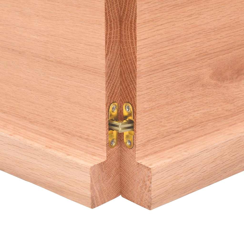 bordplade 140x50x(2-4) cm behandlet massivt egetræ lysebrun