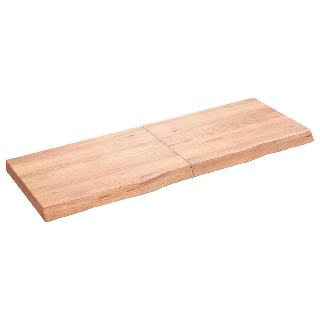 bordplade 140x50x(2-6) cm behandlet massivt egetræ lysebrun