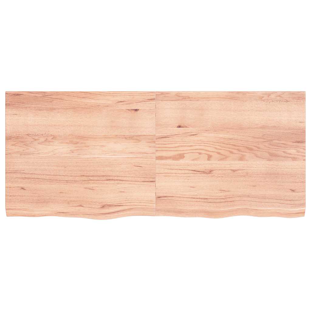 bordplade 140x60x(2-4) cm behandlet massivt egetræ lysebrun