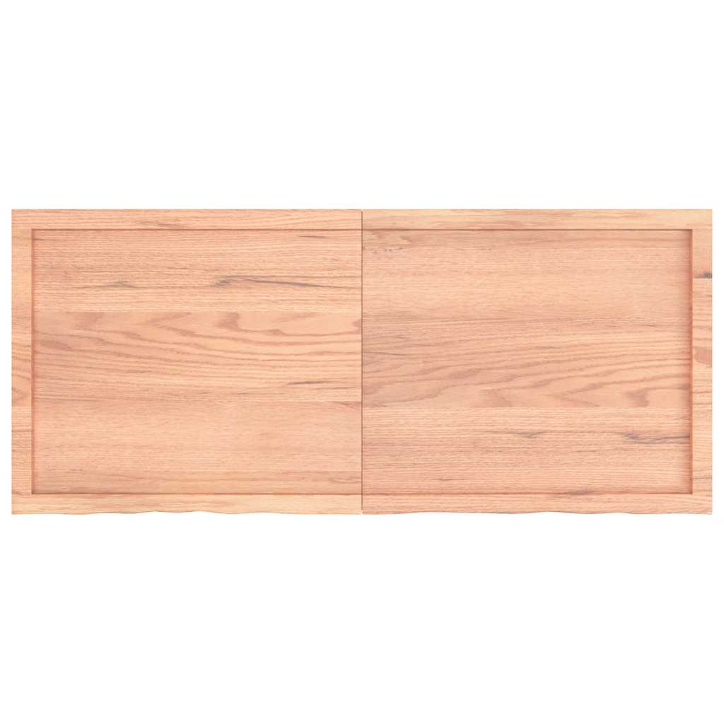 bordplade 140x60x(2-4) cm behandlet massivt egetræ lysebrun