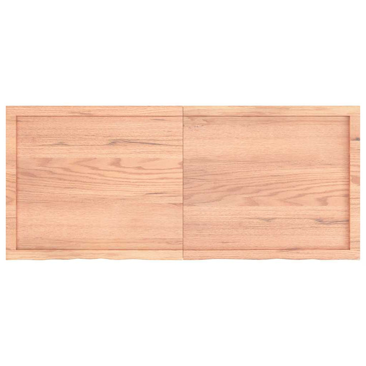 bordplade 140x60x(2-4) cm behandlet massivt egetræ lysebrun