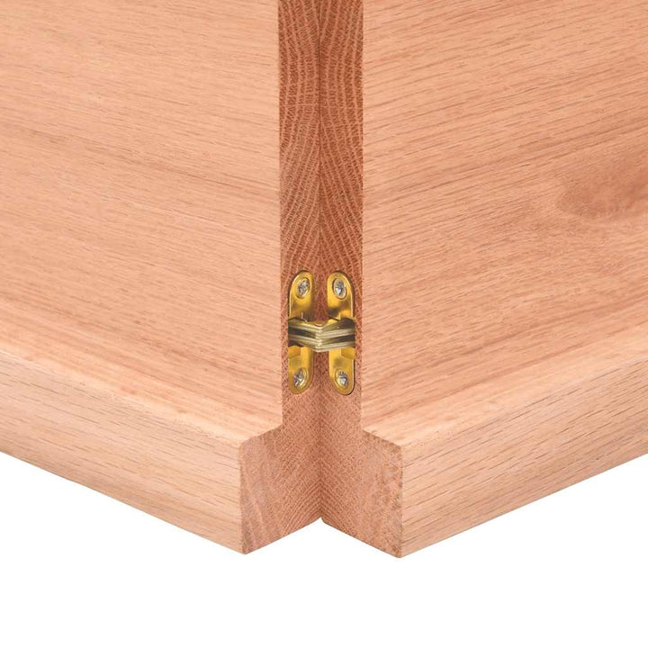 bordplade 140x60x(2-4) cm behandlet massivt egetræ lysebrun