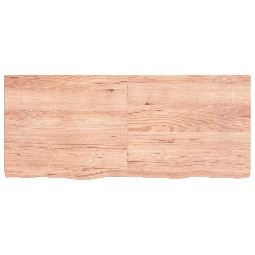 bordplade 140x60x(2-6) cm behandlet massivt egetræ lysebrun