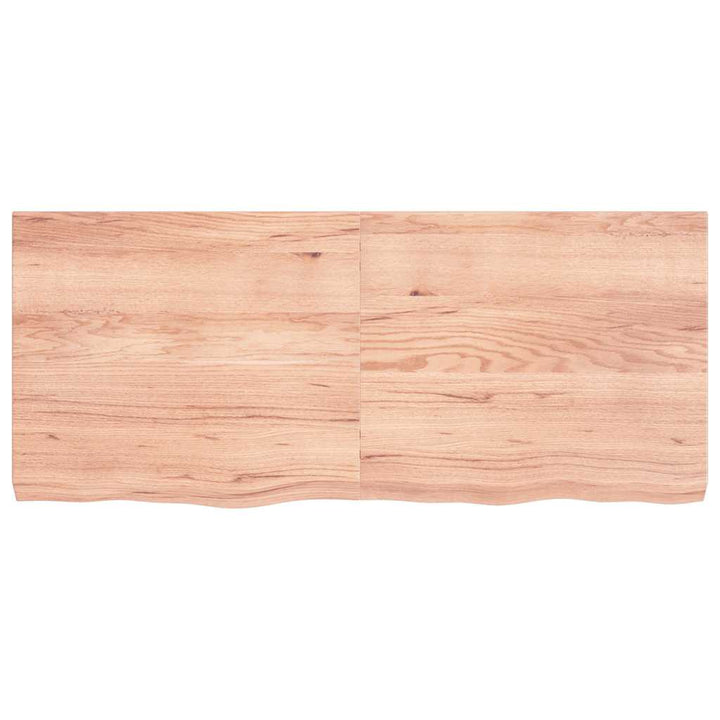 bordplade 140x60x(2-6) cm behandlet massivt egetræ lysebrun