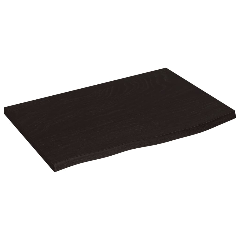 bordplade 60x40x2 cm behandlet massivt egetræ mørkebrun