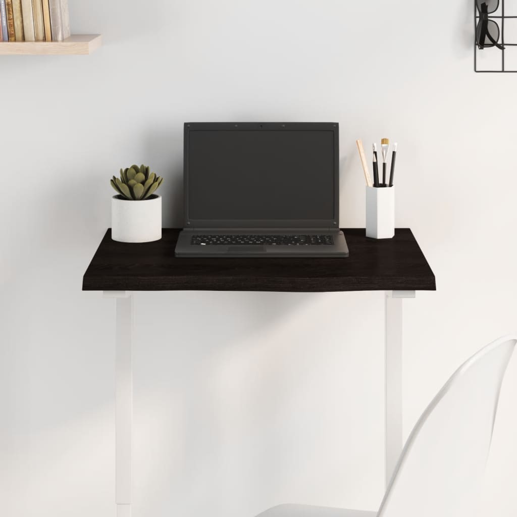 bordplade 60x40x2 cm behandlet massivt egetræ mørkebrun