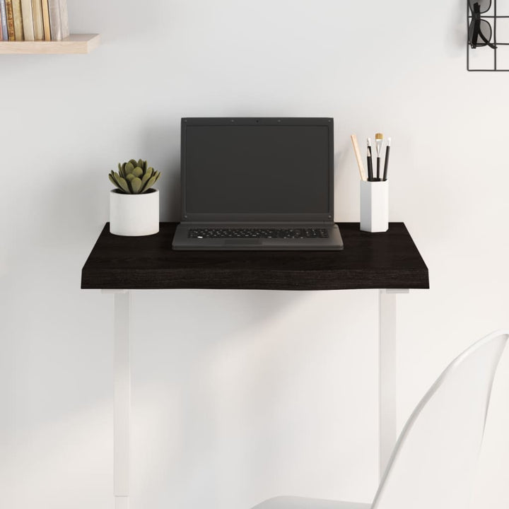 bordplade 60x40x(2-4) cm behandlet massivt egetræ mørkebrun