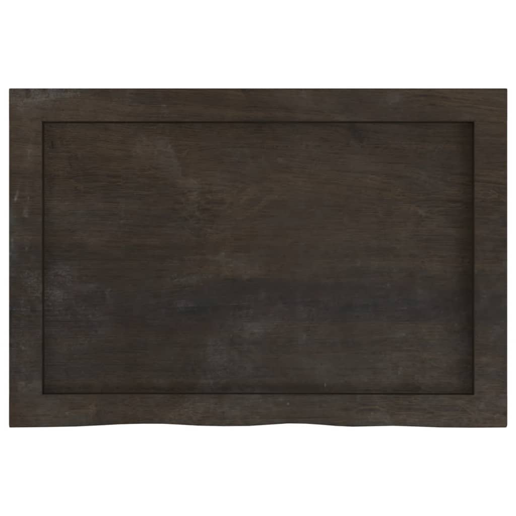 bordplade 60x40x(2-6) cm behandlet massivt egetræ mørkebrun