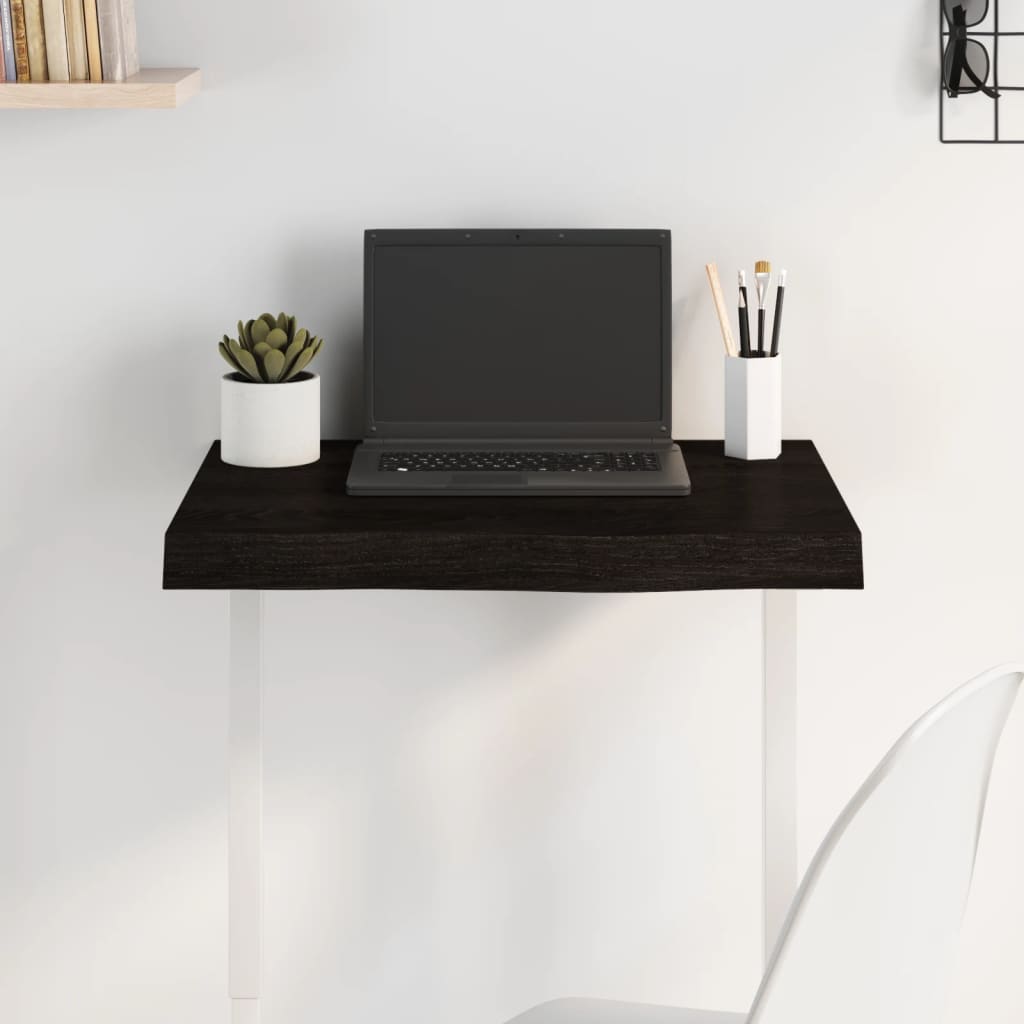 bordplade 60x40x(2-6) cm behandlet massivt egetræ mørkebrun