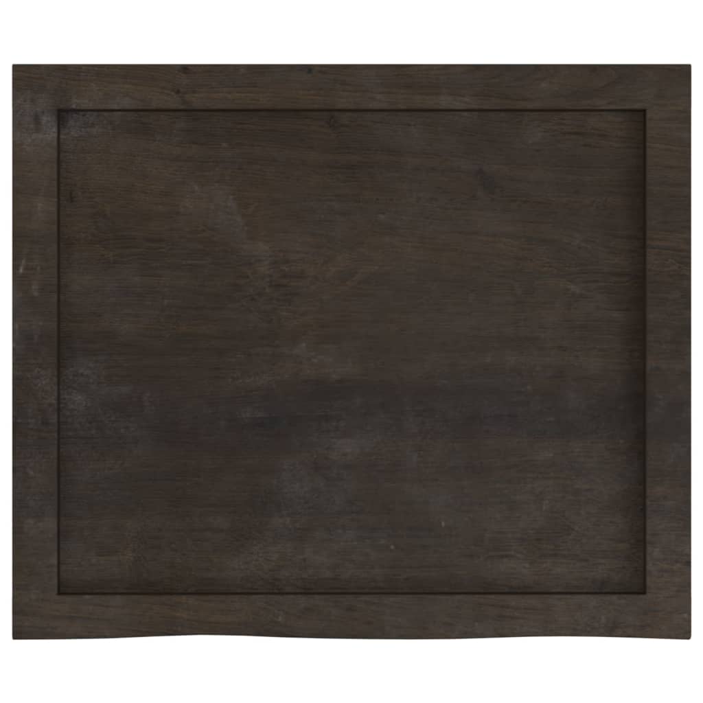 bordplade 60x50x(2-4) cm behandlet massivt egetræ mørkebrun