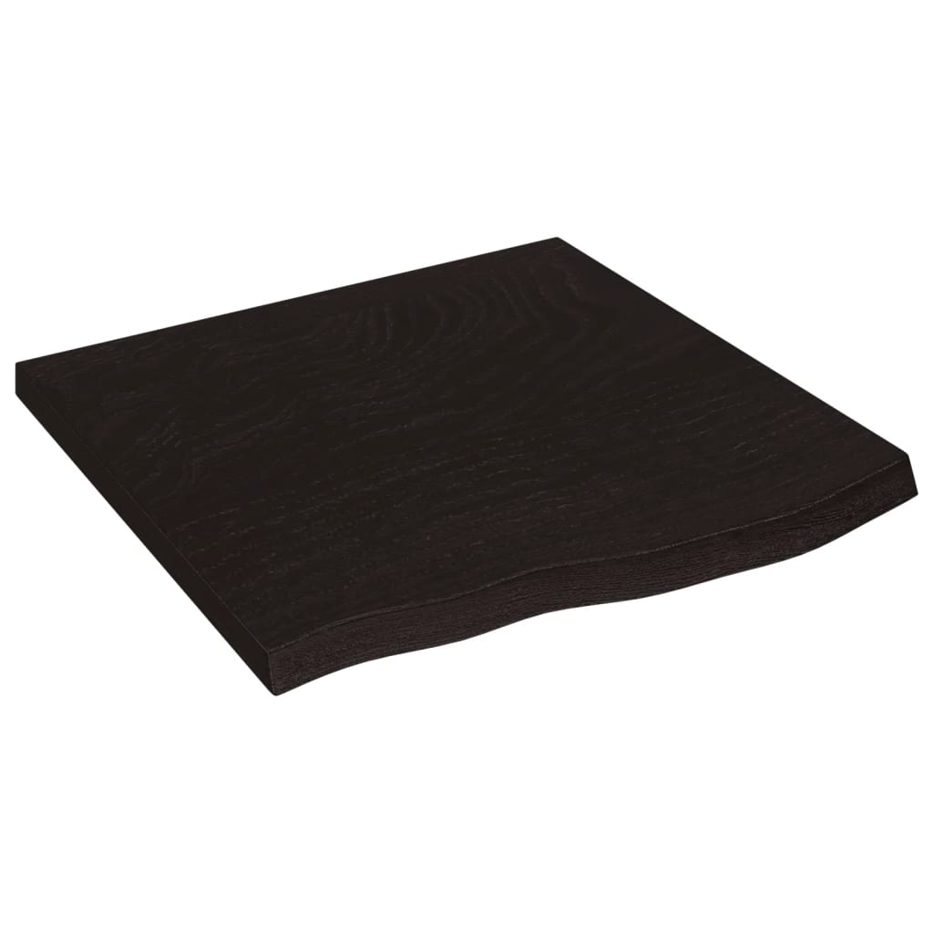 bordplade 60x60x(2-4) cm behandlet massivt egetræ mørkebrun
