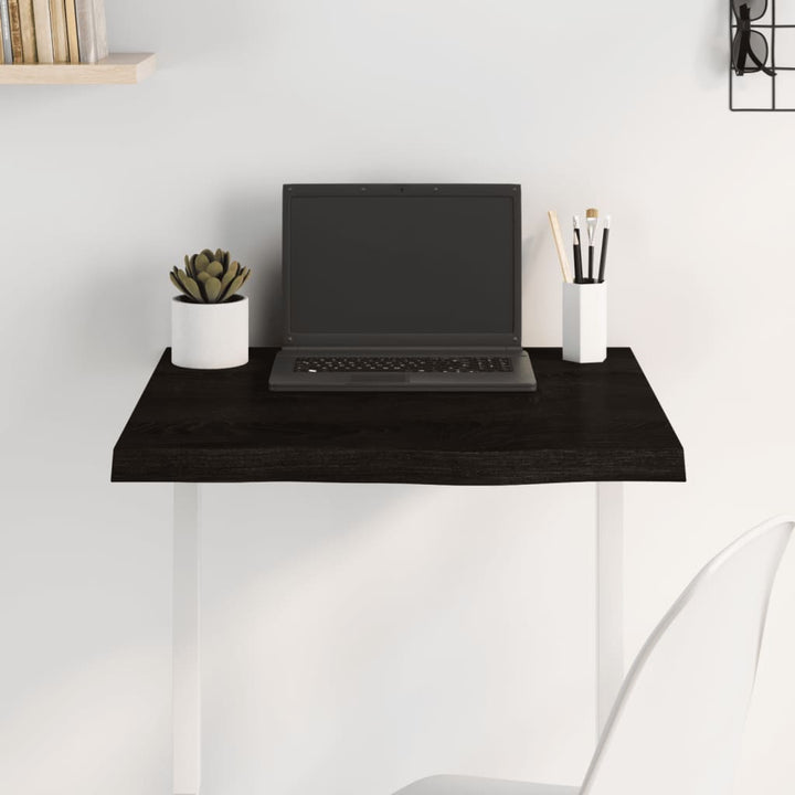 bordplade 60x60x(2-4) cm behandlet massivt egetræ mørkebrun
