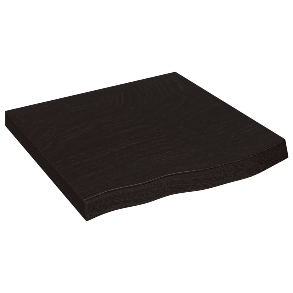 bordplade 60x60x(2-6) cm behandlet massivt egetræ mørkebrun