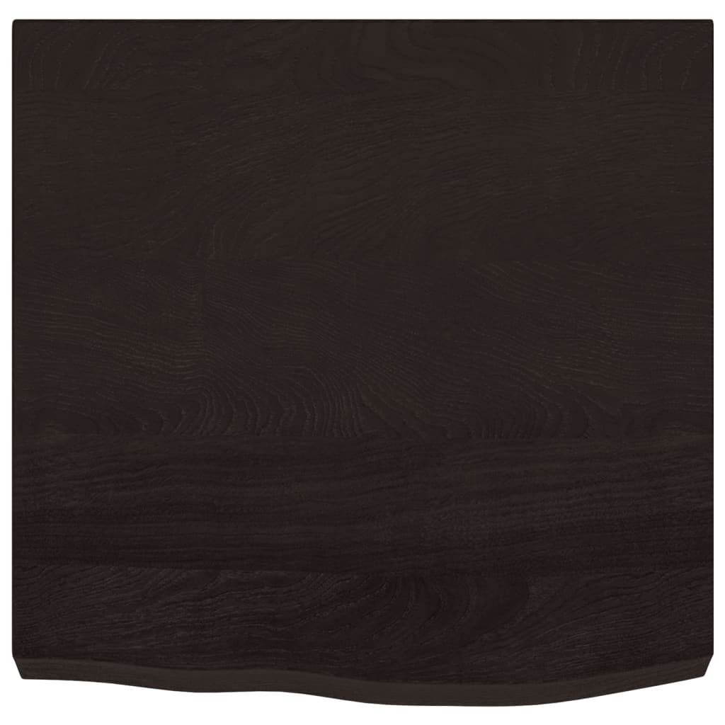 bordplade 60x60x(2-6) cm behandlet massivt egetræ mørkebrun
