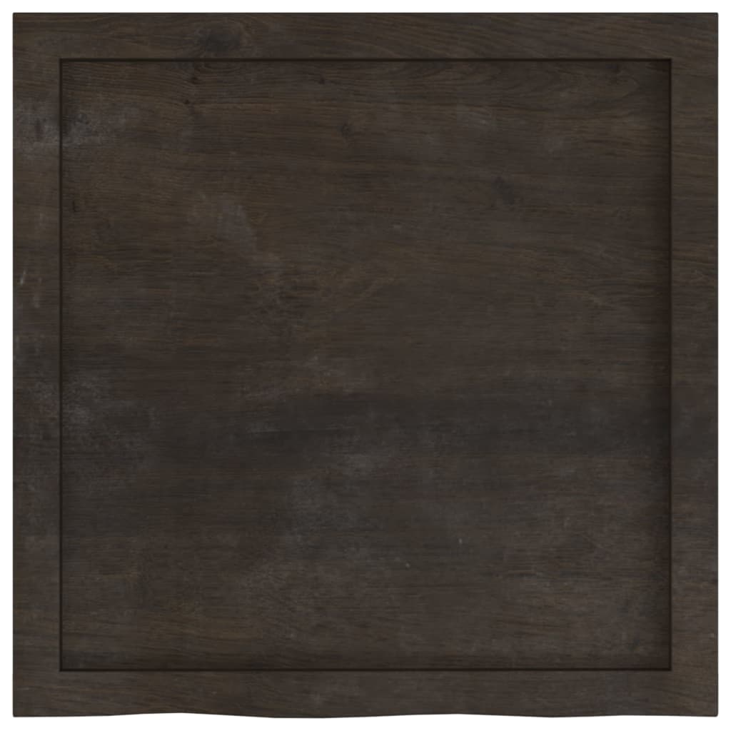bordplade 60x60x(2-6) cm behandlet massivt egetræ mørkebrun