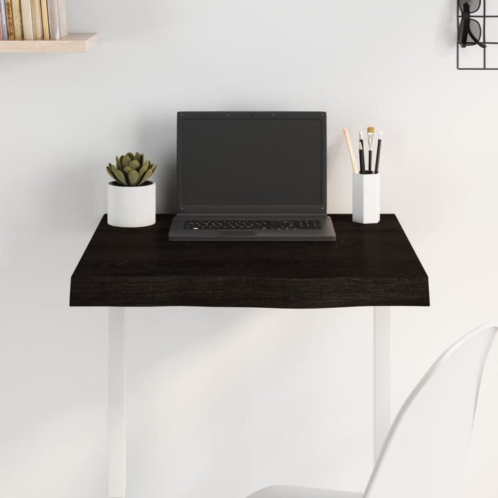 bordplade 60x60x(2-6) cm behandlet massivt egetræ mørkebrun