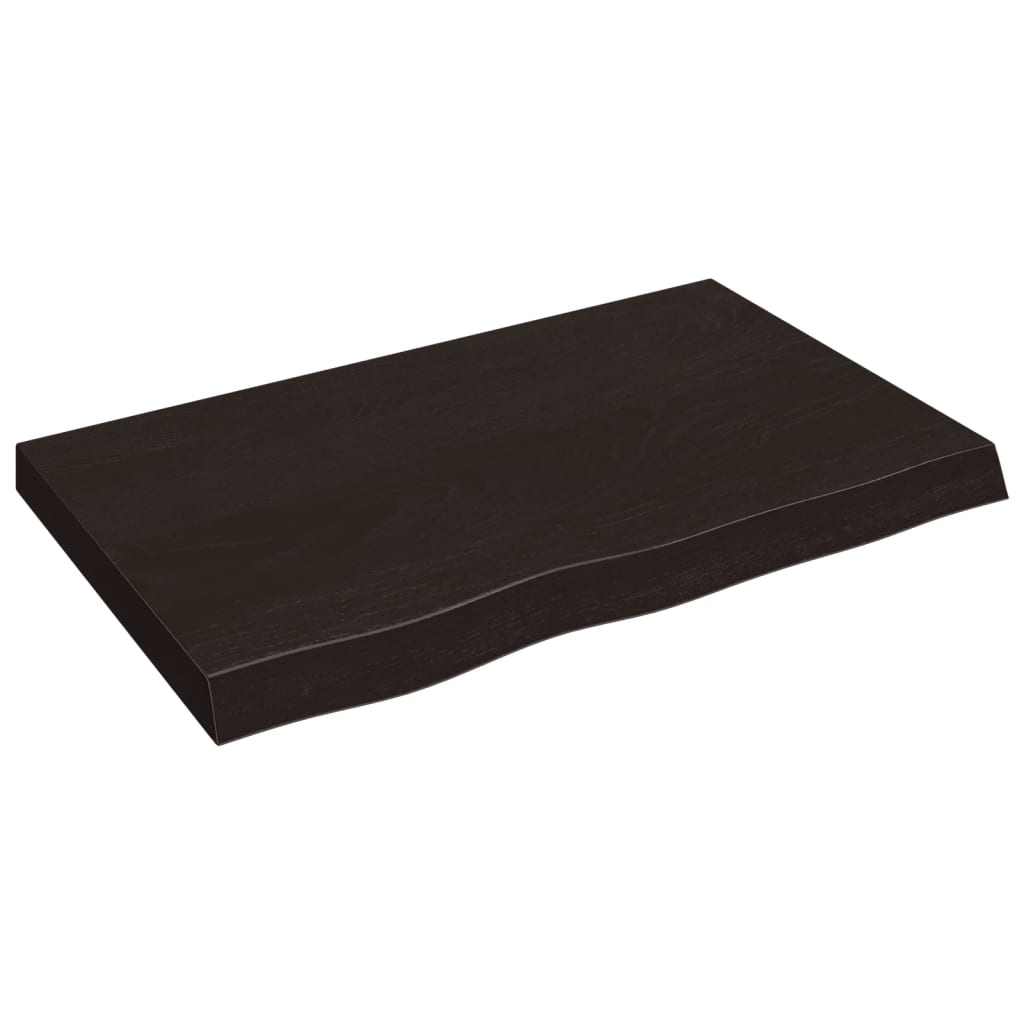 bordplade 80x50x(2-6) cm behandlet massivt egetræ mørkebrun
